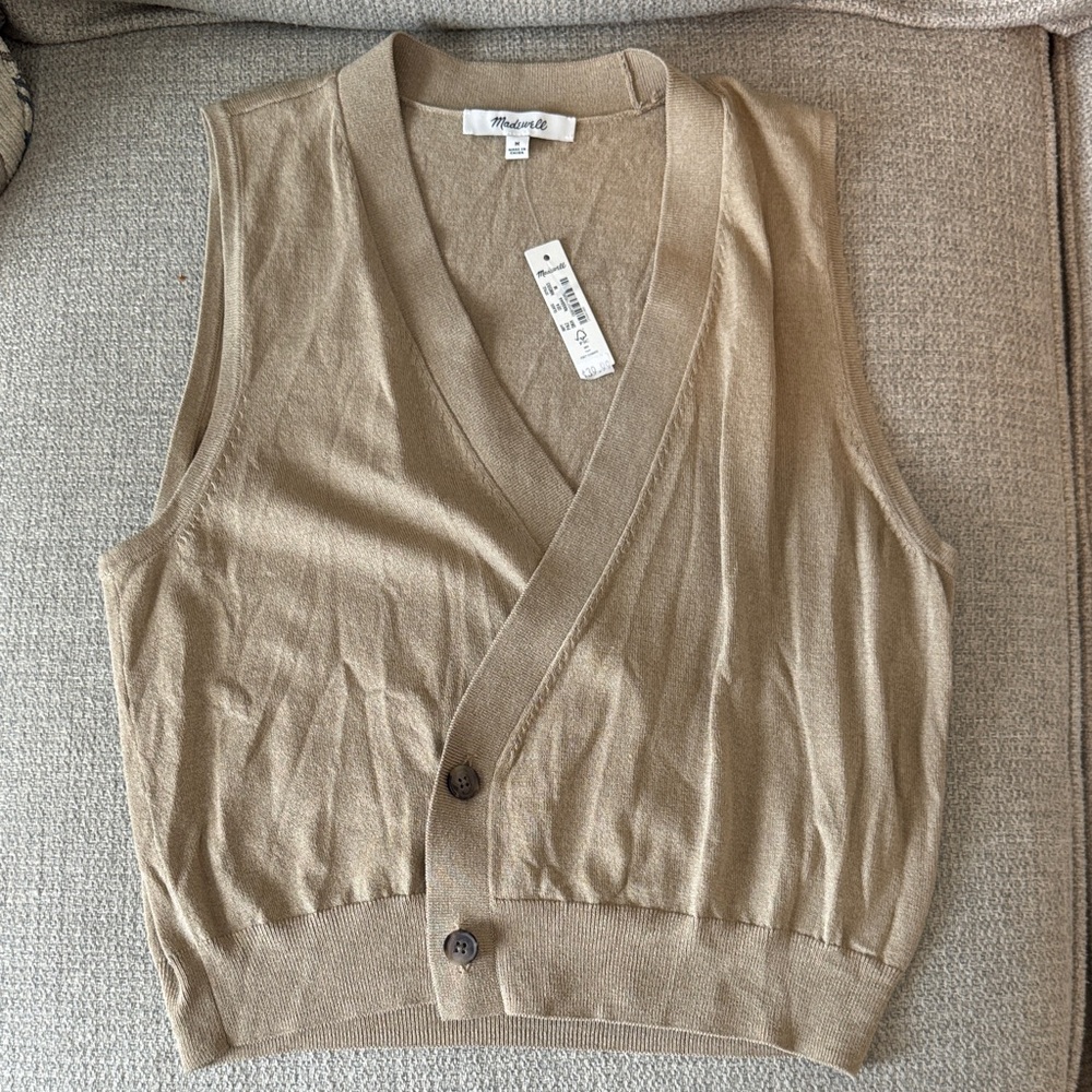 Madewell NWT V-Neck Tan Sweater Vest